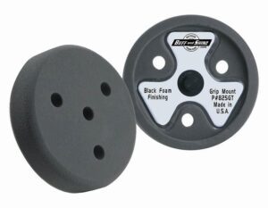 Buff and Shine - 8" US Black Finishing Foam Grip Pad with Center Tee, Ventilation Holes